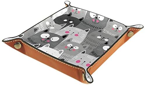 LYETNY חתולים מצוירים חמודים אפור מארגן קיטי מצחיק מגש אחסון קופסת מיטה מיטה קאדי שולחן עבודה מגש החלפת