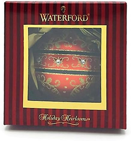 יורשים לחג ווטרפורד כדור גלילה מלכותי לחג המולד 155136 קישוט, אדום עם מגילת זהב וקרייסלים