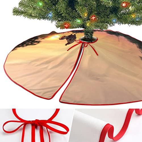 חצאית עץ חג המולד של תרנגול וזריחה אדומה קטיפה רכה מכוסה למסיבת חג המולד קישוטים חגיגיים מקורה בחוץ