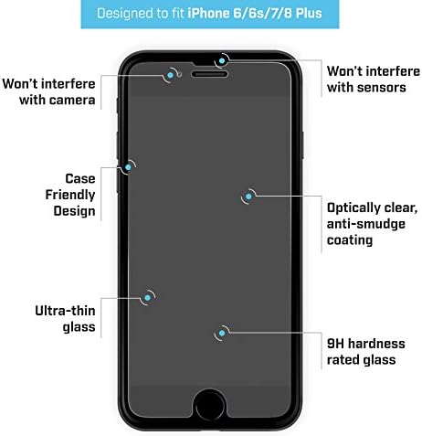 BodyGuardz - מגן מסך זכוכית 2 טהור, הגנה על מסך זכוכית מחוסמת במיוחד לאייפון אפל iPhone 6 Plus/6S