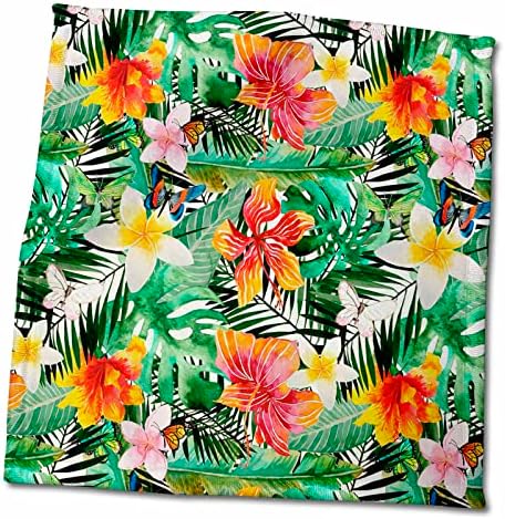 3drose aloha צבעוני פרח פרח ג'ונגל טרופי פרחוני דפוס הוואי - מגבות