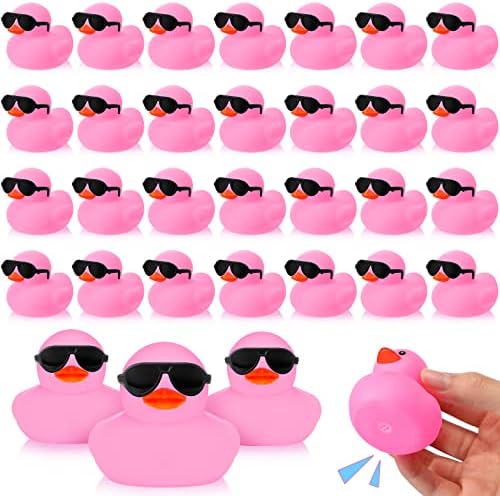 36 חבילות ברווזי גומי מיני עם משקפי שמש מכניסים צעצועי אמבטיה ברווז ברווזים חמודים ברווזי גומי