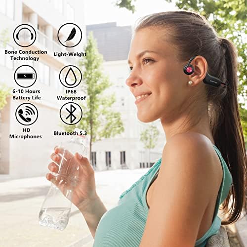 אוזניות הולכת עצם Sainellor, אוזניות אוזניות פתוחות של Bluetooth, אוזניות ספורט אטומות למים IP68,