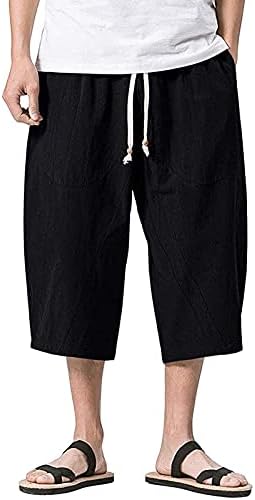 מכנסי קינגוגו קל משקל פלוס מכנסי פשתן בגודל גודל גודל מותניים אלסטיים מכנסי רגל רחבים
