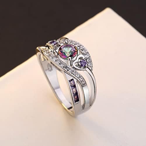 טבעות הבטחה לנשים בצורת לב טבעת אירוסין קשת זירקוניה בצבע זירקוניה טבעת תכשיטים מתנות טבעת נישואין