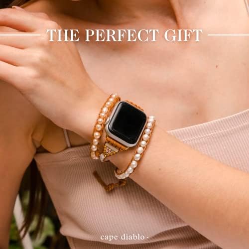 צמיד שעון תפוחים מתוקים בעבודת יד של קייפ דיאבלו חינניים לנשים - פס שעון Apple Crystal - צמיד שעון חכם חרוזים