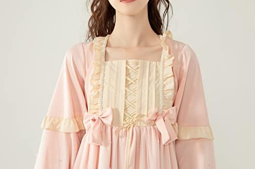 חבילהחמוד לוליטה חמוד שמלות עבור בני נוער יפני סגנון מתוק גבוהה מותן ארוך שרוול שמלה