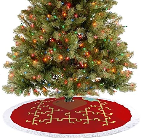 מודעות לאוטיזם חצאית עץ חג המולד לקישוטים למסיבות חג עם תחרה ציצית