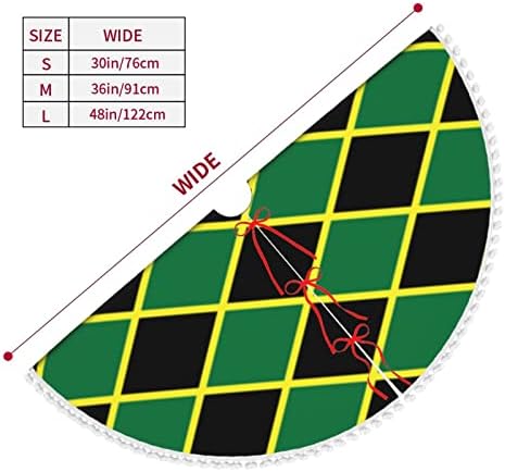 חצאית עץ חג המולד עם פום לקצץ ג'מייקני-פוס-פסים-קריבי קישוטי בית חג המולד 30
