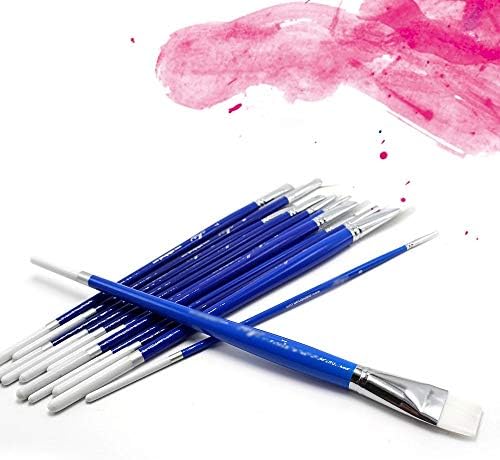 Hwydz 12 PCS כחול ניילון צבע שיער צבעי מים מברשת צבע שמן ציור שמן ציוד שמן ציור שמן ציור שמן