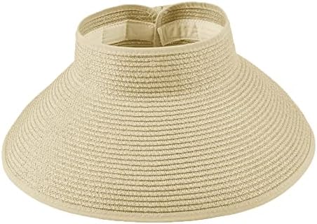 נשים מגלגלות כובע מגני שמש, כובעי קש רחב מתקפלים לאריזים כובע נסיעות קשת קשת חוף לנשים