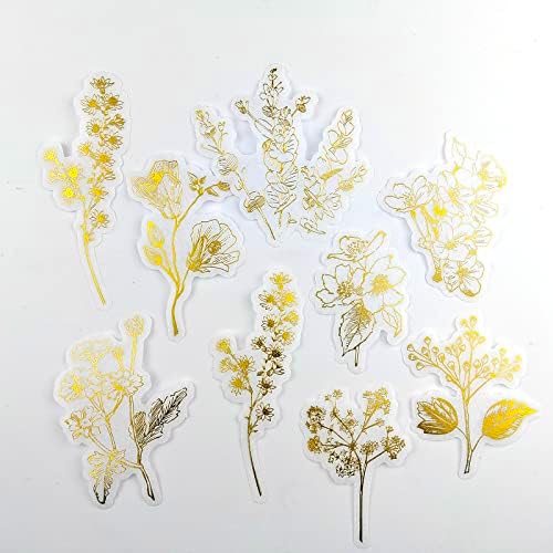 מדבקות סקראפטים של FECSAM, סט מדבקה עלווה זהב/סט מדבקה מונוכרום, צמחים עלים תפאורה בוטנית פרחונית