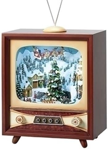 חג המולד מאת רומן בעמ, קולקציית שעשועים, 13 H LED מוזיקלי טלוויזיה עם מחליקים, פנס, גלובוס שלג,