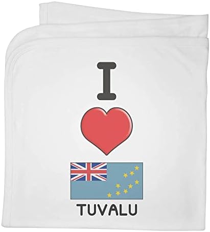 Azeeda 'אני אוהב את Tuvalu' שמיכה / צעיף כותנה כותנה