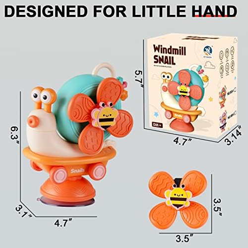 Hiitytin Snail Sinting Cup Spinner צעצוע לתינוק, ריבוי תפקוד צעצוע של כיסא גבוה וצעצוע אמבטיה של תינוקות,