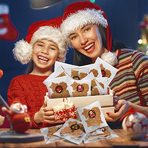 100 חתיכות חג המולד לטפל שקיות עצמי דבק צלופן סוכריות שקיות מנוקדת קוקי ביסקוויט תיק פלסטיק ברור