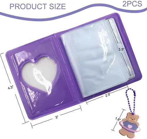3 אינץ 'kpop photocard קלסר מחזיק פוטו -קלאר Hollow Heart Mini אלבום תמונות עם תליון 40 כיסים