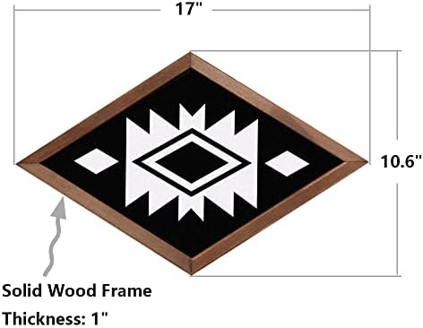 Mokof 2 חבילה עיצוב קיר בוהו, קיר מסגרת יהלום עץ תלוי לסלון חדר שינה, הדרום -מערב קיר גיאומטרי אמנות הדפסים