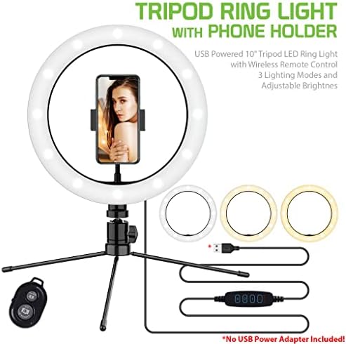 טבעת סלפי בהירה אור תלת צבעוני תואם לנוקיה 225 10 אינץ ' שלך עם שלט לשידור חי / איפור/יוטיוב / טיקטוק/וידאו