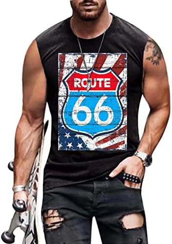 4 ביולי חולצה גברים מסלול 66 פטריוטית אמריקאי דגל חולצה גרפי שרירים גופייה ללא שרוולים חולצות