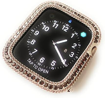 EMJ Bling Apple Watch Coffice Choctoad Round C /Z Zirconia Silver Lezel Face Face for Series 4,5,6, SE