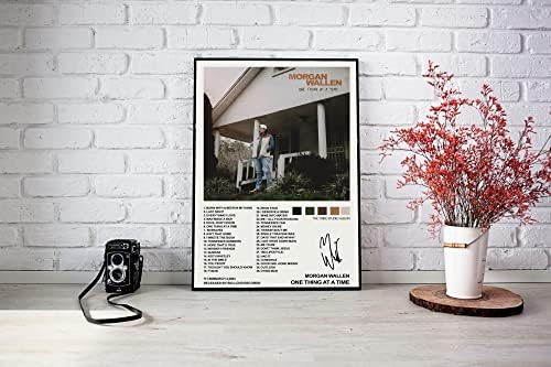 פוסטר Xmanx Morgan Wallen דבר אחד בכל פעם עטיפת אלבום חתום פוסטר 12x18 אינץ 'תמונות בד לא ממוסגרות לעיצוב