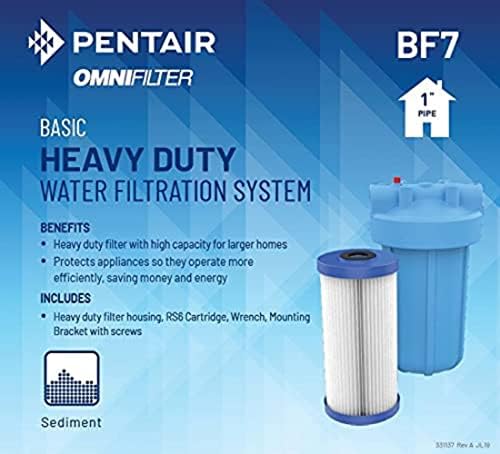 Pentair Omnifilter BF7 מערכת סינון מים, 10 מערכת סינון כבדה של בית כבד בסיסי, כוללת 10 דיור כחול כבד, מחסנית