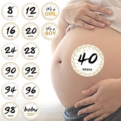 הריון מדבקות גידול בטן שבועיות - שבוע עד שבוע בהריון מצפה לצילום - מזכרת ליולדות, מדבקות בליטה