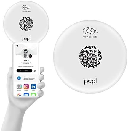 POPL XL כרטיס ביקור דיגיטלי - מדבקה של סימן NFC חכם - שתף באופן מיידי פרטי קשר, מדיה חברתית, תשלום,
