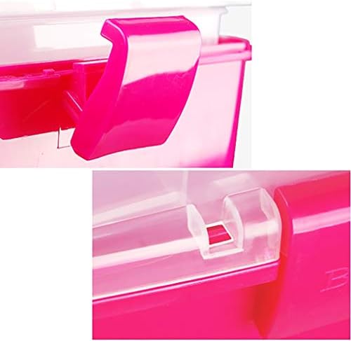 תיבת אמנות ZSHLZG פלסטיק שקוף לשלוש שכבות אחסון ניידים ניידים תיבת כלים 3 שכבות קופסת אחסון קופסת 13 אינץ