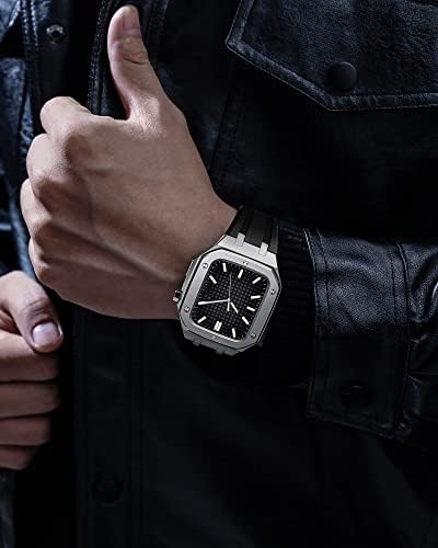 Trdybsk עבור Apple Watch 44/45 ממ אביזרי ערכת מוד ， רצועת סיליקון החלפת