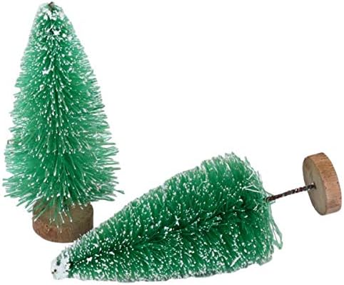 Veemoon מיני חג המולד עצי בקבוק עצי מברשת עצי שלג עצי כפור דיורמה עץ אורן עץ עם בסיס עץ ירוק