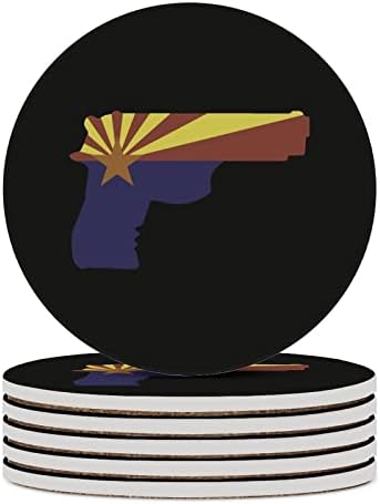 אקדח אריזונה מדינת דגל קרמיקה רכב תחתיות עגול כוס משקאות מחזיקי מודרני אביזרי רכב עם חריץ אצבע