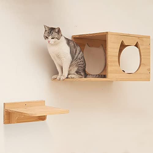 9 יחידות חתול קיר רכוב טיפוס מסגרת מדפים חתלתול מוטות עבור קיר חתול צעדים סולם חתול מיטת פעילות עץ חתול טיפוס