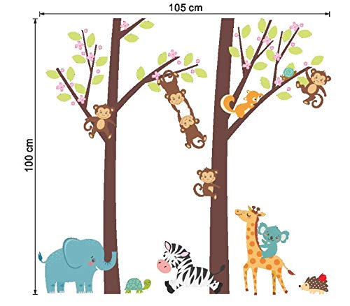 מדבקות קיר קובו קיר בית עיצוב בית חיות חיות קופי משחק נדנדה יער יער עץ ג'ונגל ילדים משתלת תינוקות חדר ילדים