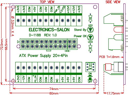 אלקטרוניקה-סלון 24/20 פינים ATX DC Board Board Board Module.