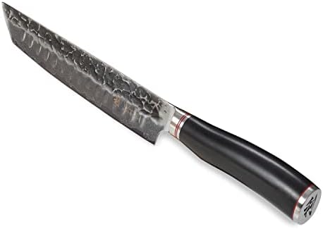 וואקולי דמשק סכין גילוף יפני בינוני - להב 10 אינץ ' - סכין מטבח מקצועית חדה במיוחד עם להב דמשק ועץ פקה שחור,