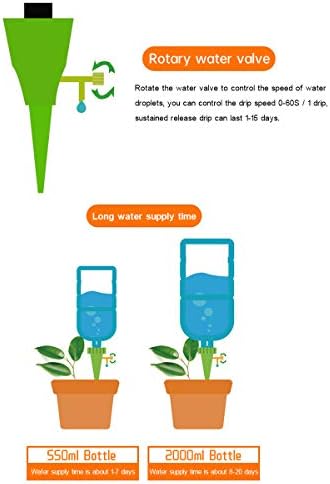 jweemax 1pc צמחי צמחים, השקיה עצמית של השקיה בהשקיה מכשיר עם שסתום בקרת שחרור איטי לצמחים פנימיים