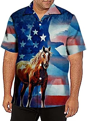 קיץ כושר חולצות גברים גברים חולצה קיץ 3 הדפסת יום עצמאות אמריקאי דגל מזדמן קצר שרוול שיפוע