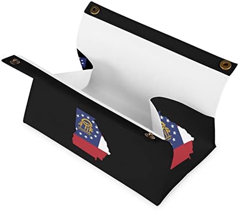 דגל מדינת ג'ורג'יה מפת קופסת רקמות כיסוי עור תושבת עור מחזיק ברקמות מלבניות מארגן נייר מקרים מלבני