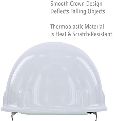סיבים מתכת מאת Honeywell E2RW01A000 SUPEREIGHT כובע תרמופלסטי בסגנון כובע עם מתלה מחגר 8 נקודות, לבן, בינוני