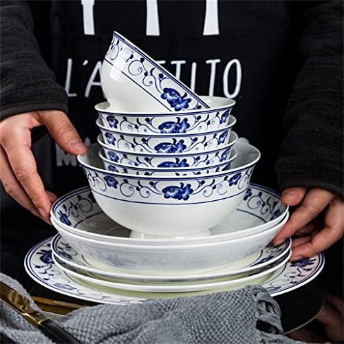 מנות אגוז עצמות ביתיות סין שולחן סין קערות חרסינה כחולות ולבנות סיניות ומקלות אכילה