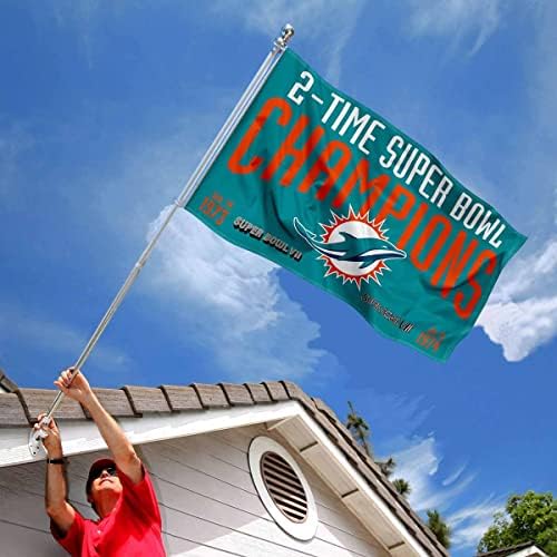 מיאמי דולפינים 2x ו -2 פעמים סופרבול אלופת דגל דגל חיצוני באנר מקורה 3x5 רגל