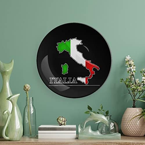 דגל מפה של איטליה עצם סין סין צלחת דקורטיבית צלחות קרמיקה מלאכה עם עמדת תצוגה לקישוט קיר משרד ביתי