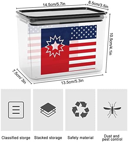 יוני אמריקאי דגל פלסטיק אחסון תיבת מזון אחסון מכולות עם מכסים אורז צנצנת אטום דלי עבור מטבח ארגון
