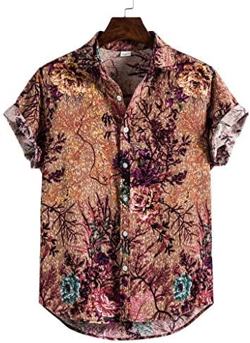 חולצה קצר שרוול חולצה הוואי אתני מזדמן פשתן חולצה הדפסת גברים גברים חולצות חבילה של גברים חולצות