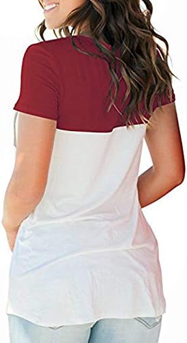 נשים מקרית קצר שרוול עם צווארון צבע בלוק חולצות עם זמש כיס חולצה למעלה חולצה