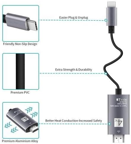 כבל ל- Acer Chromebook 15 - כבל SmartDisplay - USB Type -C ל- HDMI, USB C/HDMI כבל עבור ACER Chromebook