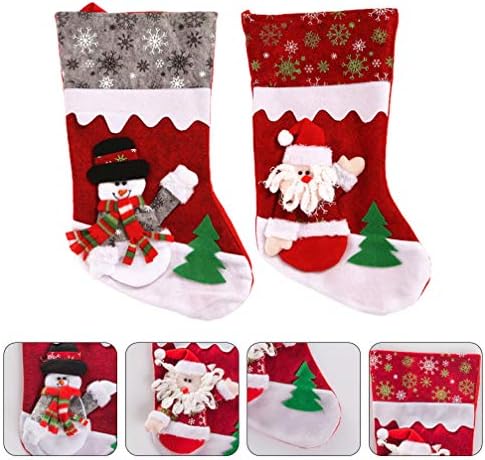Bestoyard 2 PCS גרביים תלויים לחג המולד עם עץ חג המולד סנטה קלאוס פתית שלג חג המולד גרביים עץ חג המולד