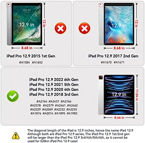 Gillkin iPad Pro 12.9 מקרה 6/5/4/3 דור 2022/2021/2020/2018: כיסוי אטום הלם מגן כבד עבור iPad Pro 12.9